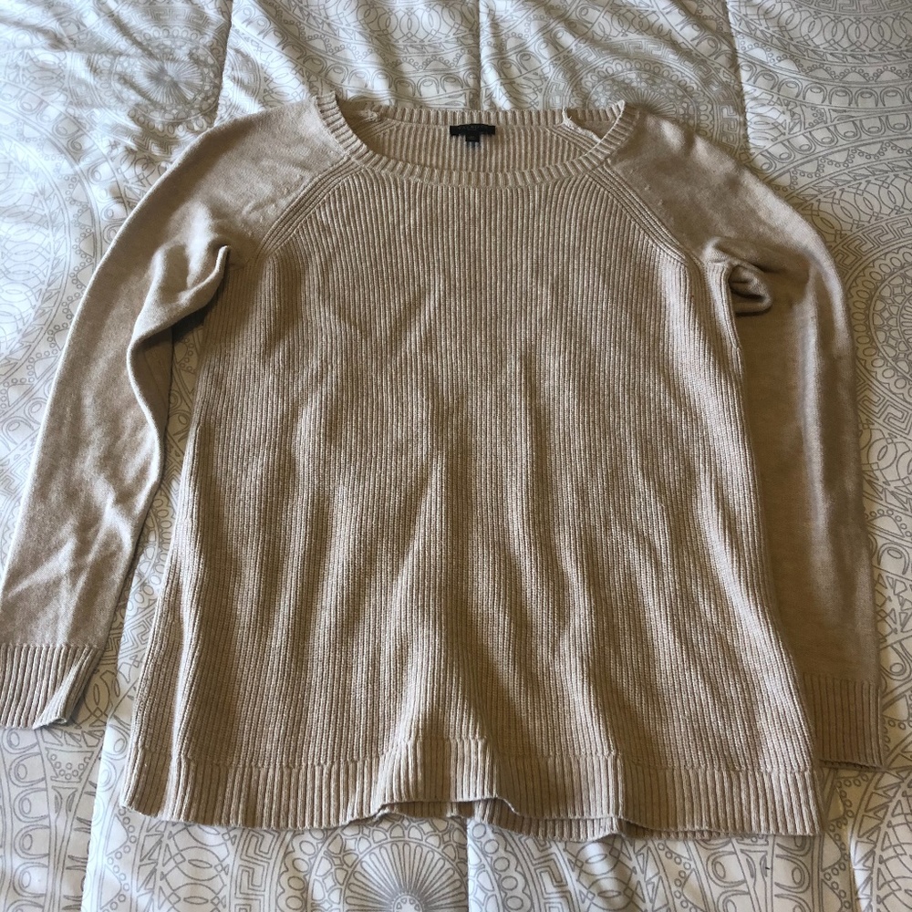 Tan Talbots S Petite sweater with elbow patches